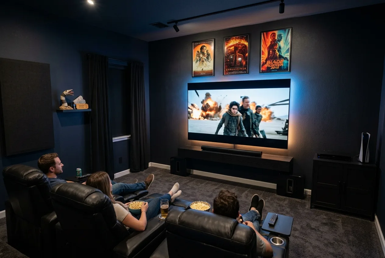 Gaming setup with mounted TV in a Cary home