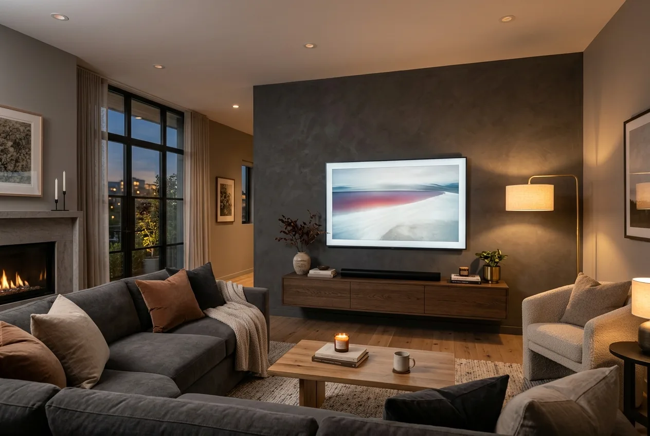TV professionally mounted on the wall in a Fayetteville, NC home